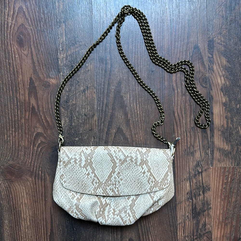 ANTHROPOLOGIE Convertible Belt Bag Crossbody Snake Print Zipper Purse